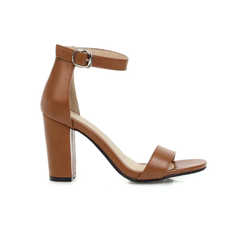 Low Sandals Woman Leather Buckle Strap Large Size 2024 Summer High Heels Suit Female Beige Women’s Shoes Low-heeled Big High-hee