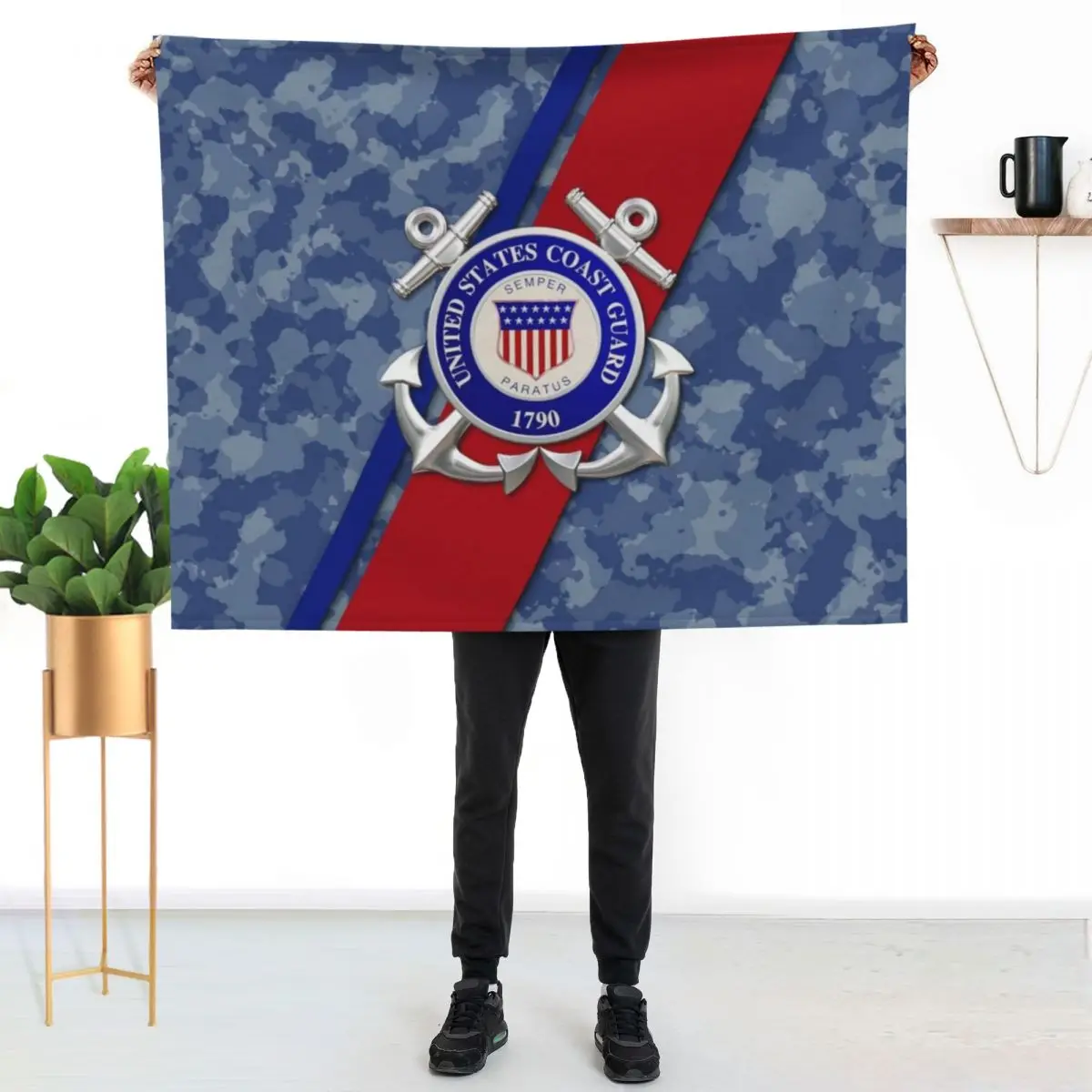 US Coast Guard Throw Blanket Bed Decorative Beds Thins Flannel Fabric Plaid on the sofa Hairy Blankets