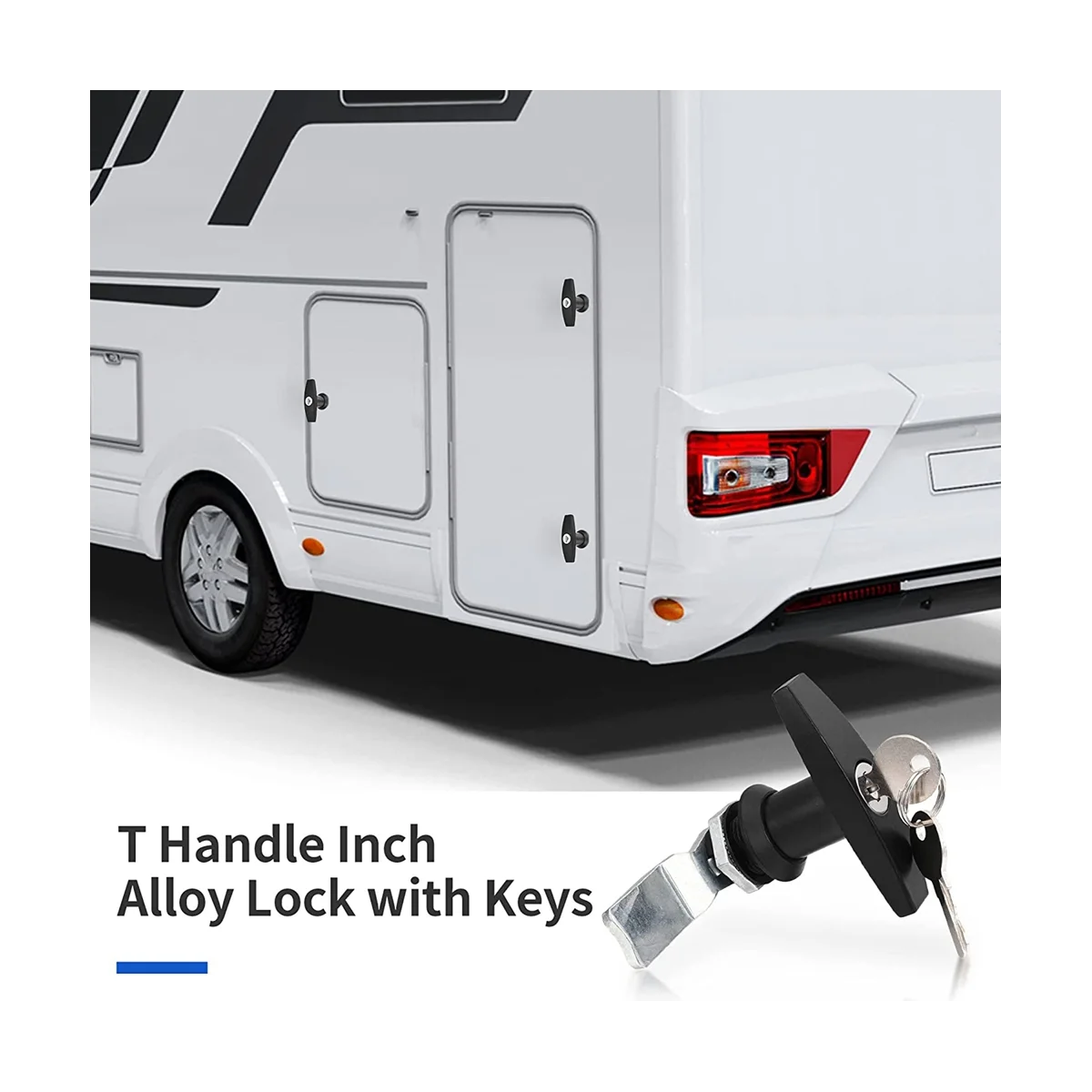 T-Handle Door Lock Truck Cap Locking with 2 Keys for Most Brand of Truck Cap Toppers Tops Black