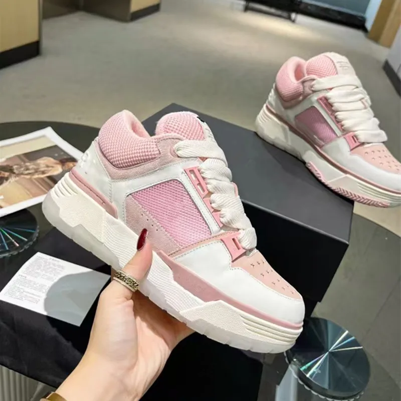 

New Spring and Autumn Leather Thick Sole Sneakers for Men and Women, Colorful Breathable Casual Athletic Shoes for Couples