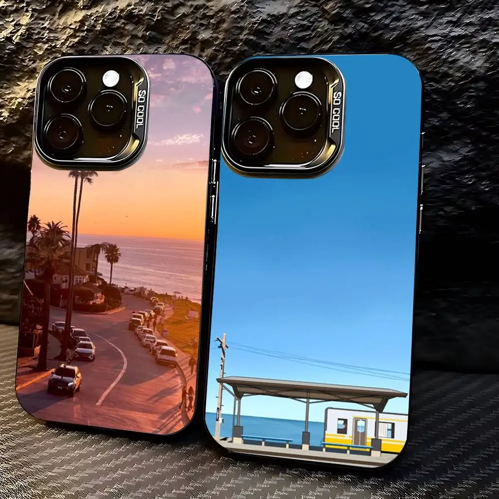 

Seaside Station Phone Case For iPhone 17,16,15,14,13,12,11,Pro,X,XS,Max,Plus Soft Black Cover
