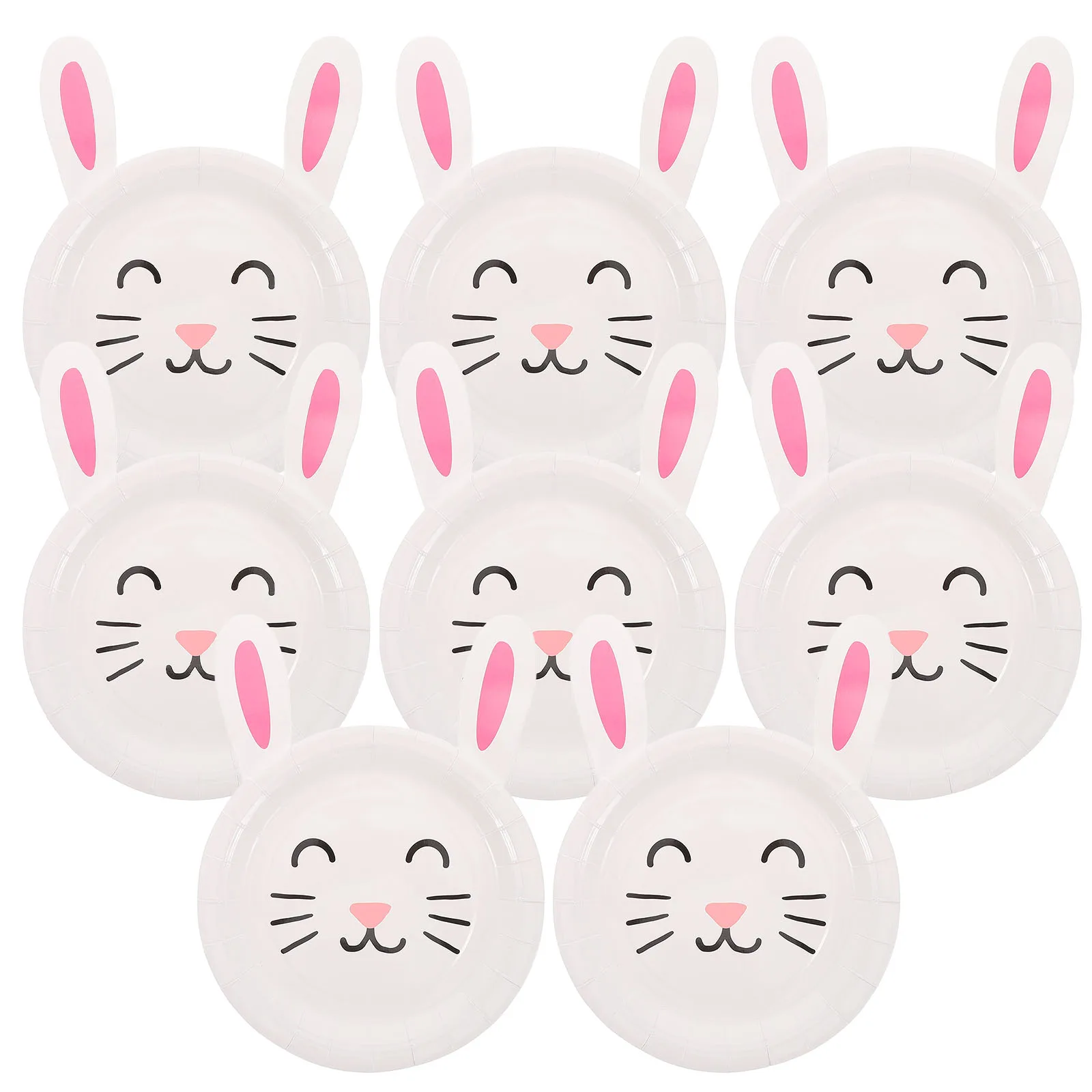 

8Pcs Rabbit Paper Plates Cute Disposable White Birthday Cake Dessert Appetizer Party Easter Dinnerware Supplies