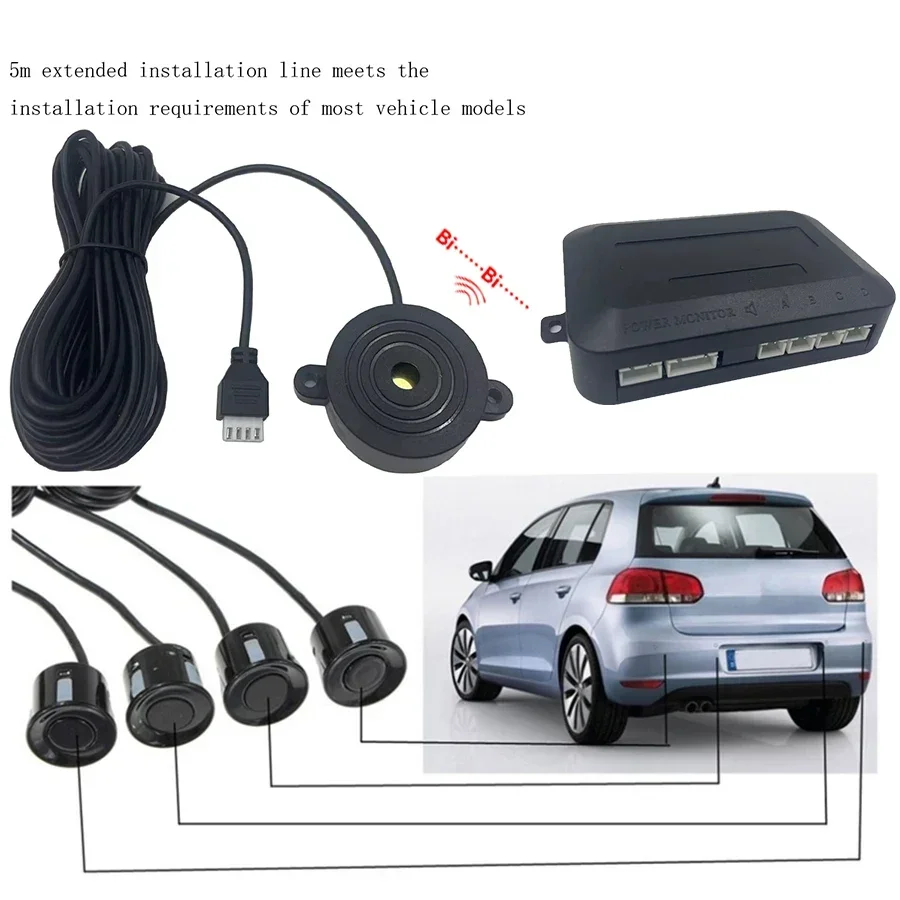 مجموعة مواقف السيارات العالمية ذات 4 أجهزة الاستشعار من Bileeko: رادار احتياطي عكسي مع مؤشر تنبيه صوت الجرس #6