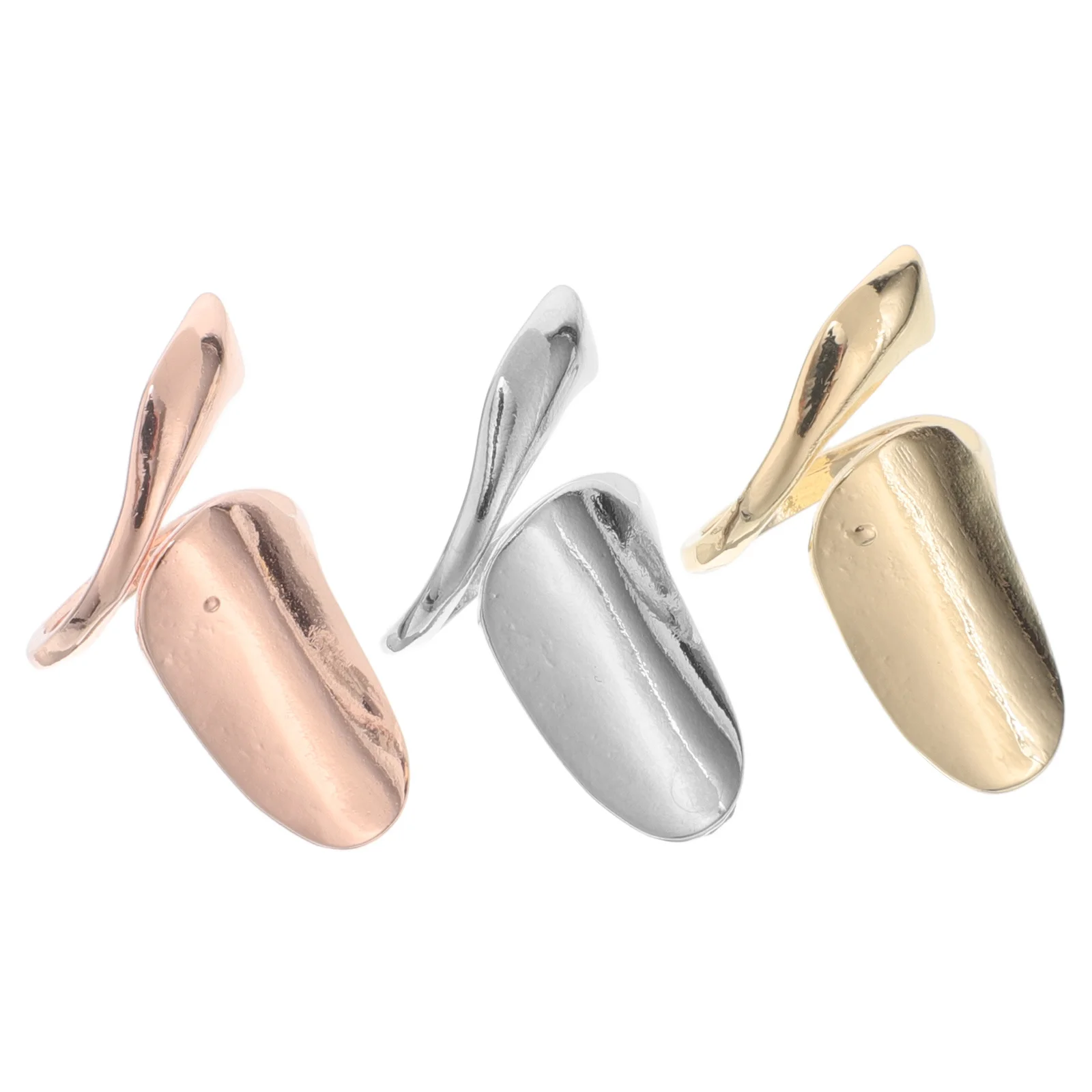 

3pcs Alloy Nail Rings For Women Fashionable Finger Tip Jewelry Lengthening Design Party Halloween Cosplay Manicure Decorations