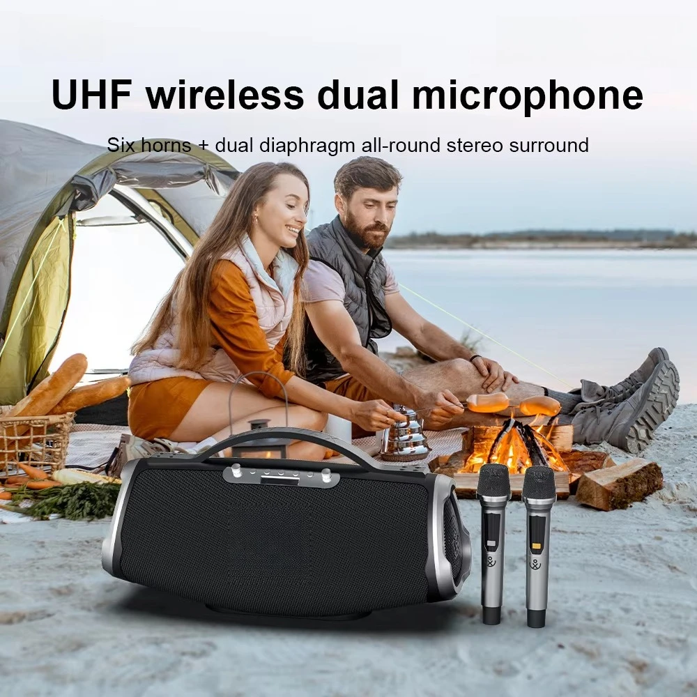 

WOW MAX 300W Powerful Portable Speaker With 2 Wireless Microphones 3-way PA System Support Power Bank/AUX/USB/TF/OTG