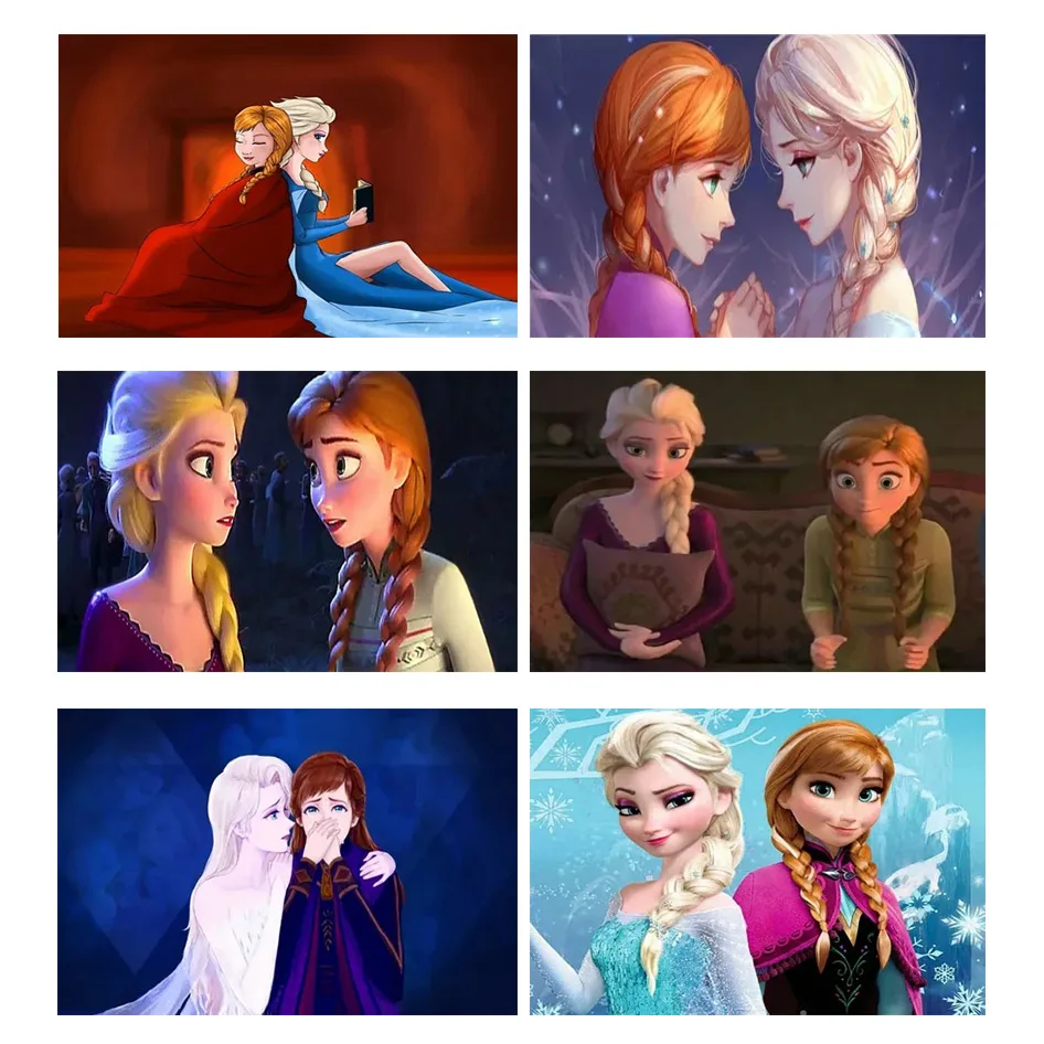 5D DIY Disney Diamond Drawing Cartoon Cute Frozen Elsa Anna Diamond Embroidery Cross Stitch Set Living Room Bedroom Home Decor