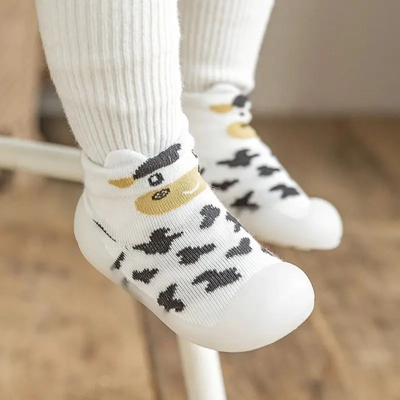 Autumn Winter Toddler Baby First Shoes 6M-3Y Children\'s Indoor Anti-Slip Cartoon Socks Shoes Rubber Sole Animal Cotton Walkers