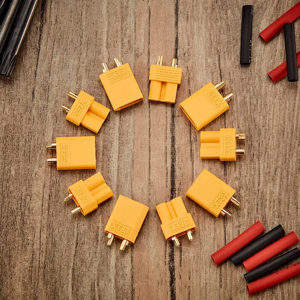 -A25M 20 Pairs XT30 Connectors Male And Female Connectors Plugs With 40 Pieces Shrink Tubing For RC Battery