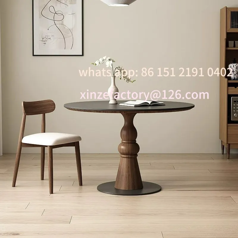 Customizable French medieval solid wood round dining table