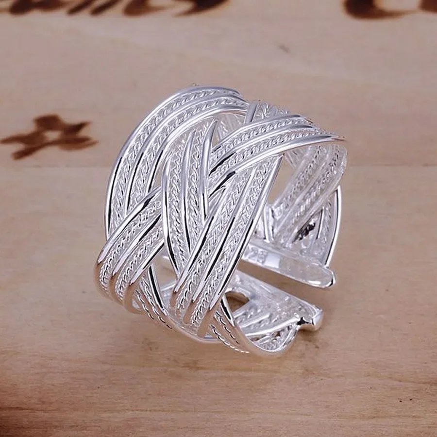 

Wholesale Jewelry 925 Sterling Silver Open Ring Engagement Wedding Bridal Fashion Adjust Size