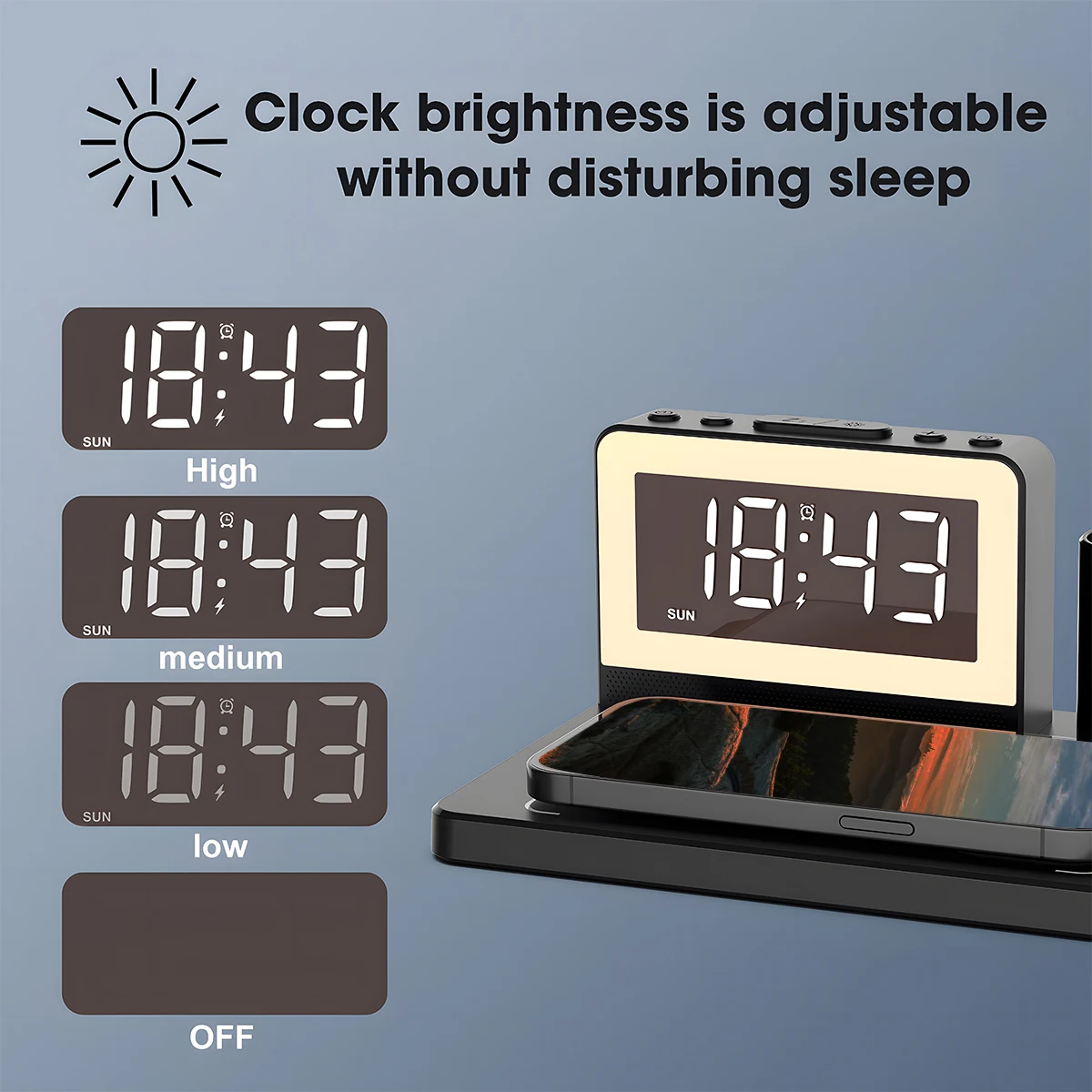 3-in-1 Wireless Charger Multi-function with Night light and Alarm Clock For Apple iPhone Watch Fast Wireless Charging Station
