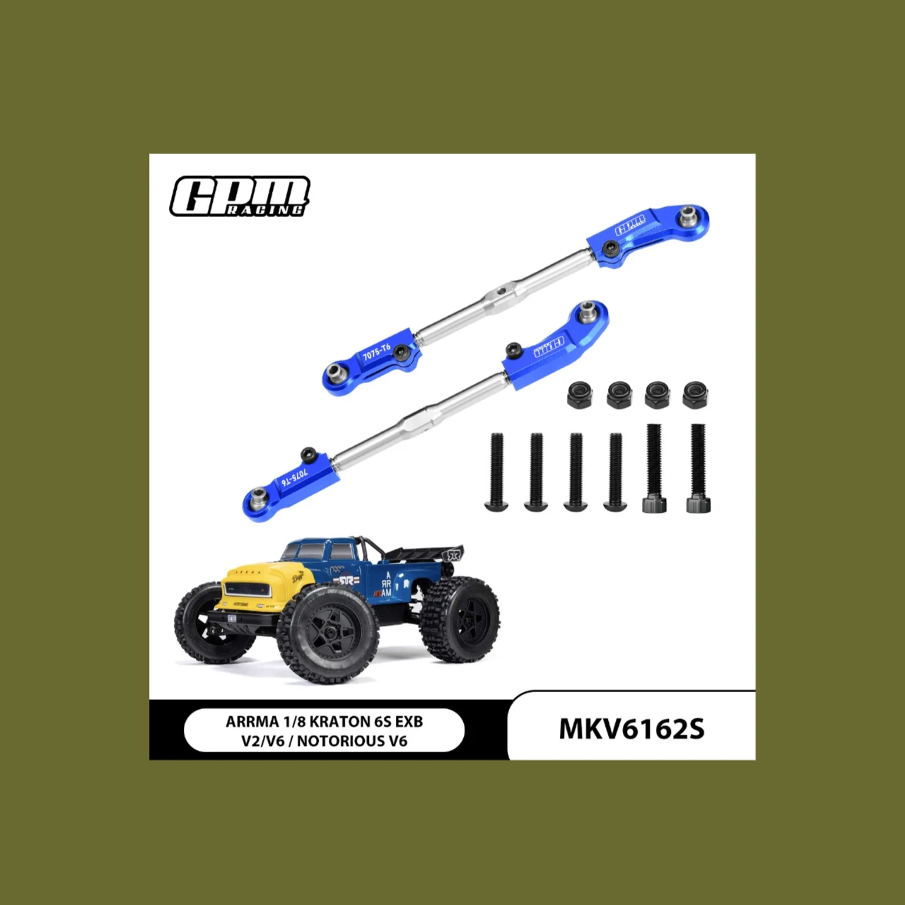 

GPM Aluminum 7075+SST Adjust Front Steering Tie Rod ARRMA 1/8 Kraton V6 EXB Notorious