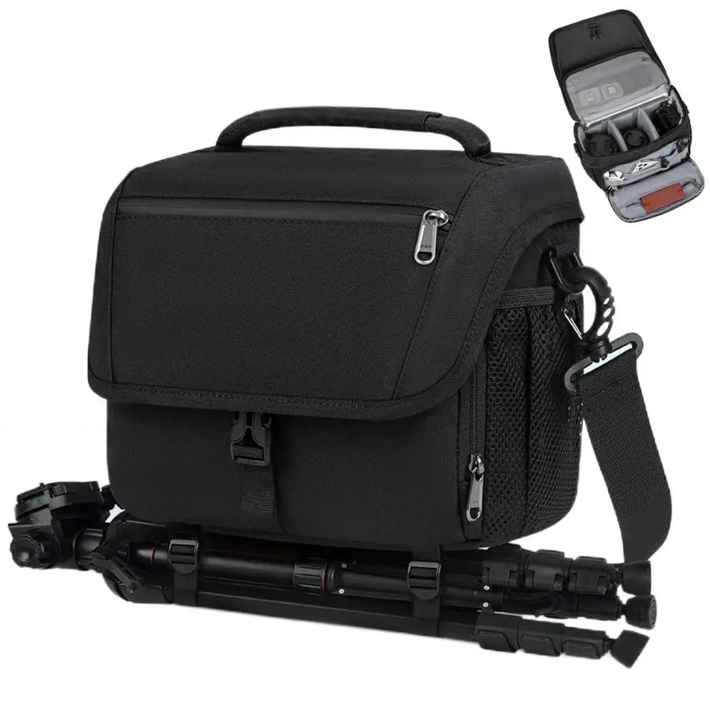 with Tripod Holder Camera Bag with Rain Cover Large Capacity DSLR/SLR/Mirrorless Camera Case Portable for Canon/Nikon/Sony/Fuji