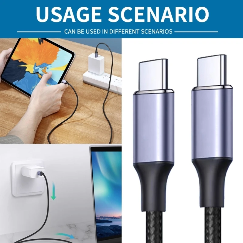 100W USB C to USB C Charging Cable Type C Charging Cable Fast Charging Cable Data Transfer 480Mbps for Phone Tablet K1KF