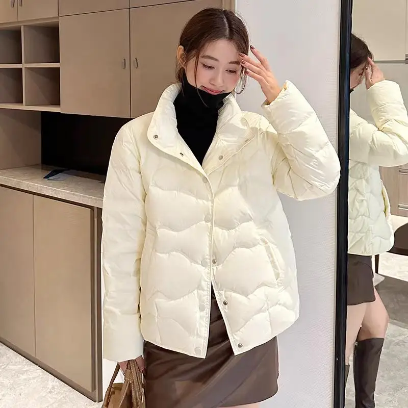 Women's ort down Jaet Du Feather New Stand Collar Winter Faion Slimming Warm Personali Outerwear Single Button