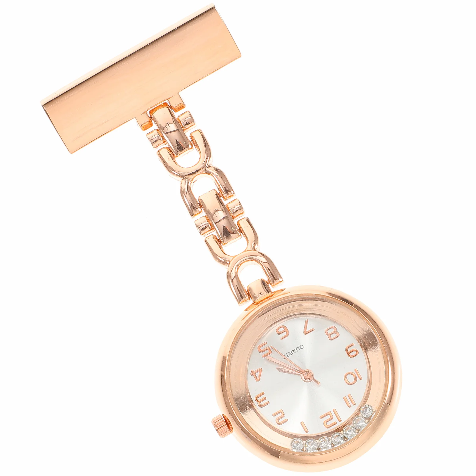 1Pcs Nurse Pocket Watch Alloy Diamond Encrusted Clip on Large Dial Practical Fob Watch for Nursing Professionals