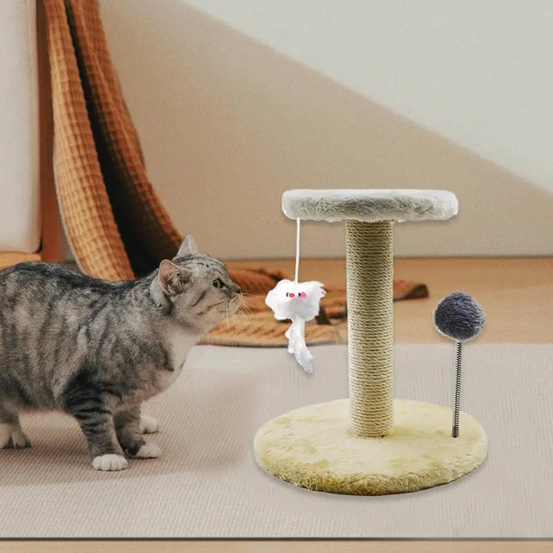 

Cat Tree For Indoor Cats Cat Scratching Post Cat Scratch Toy Kittens Pet Activity Tree With Feather And Spring Ball Interactive