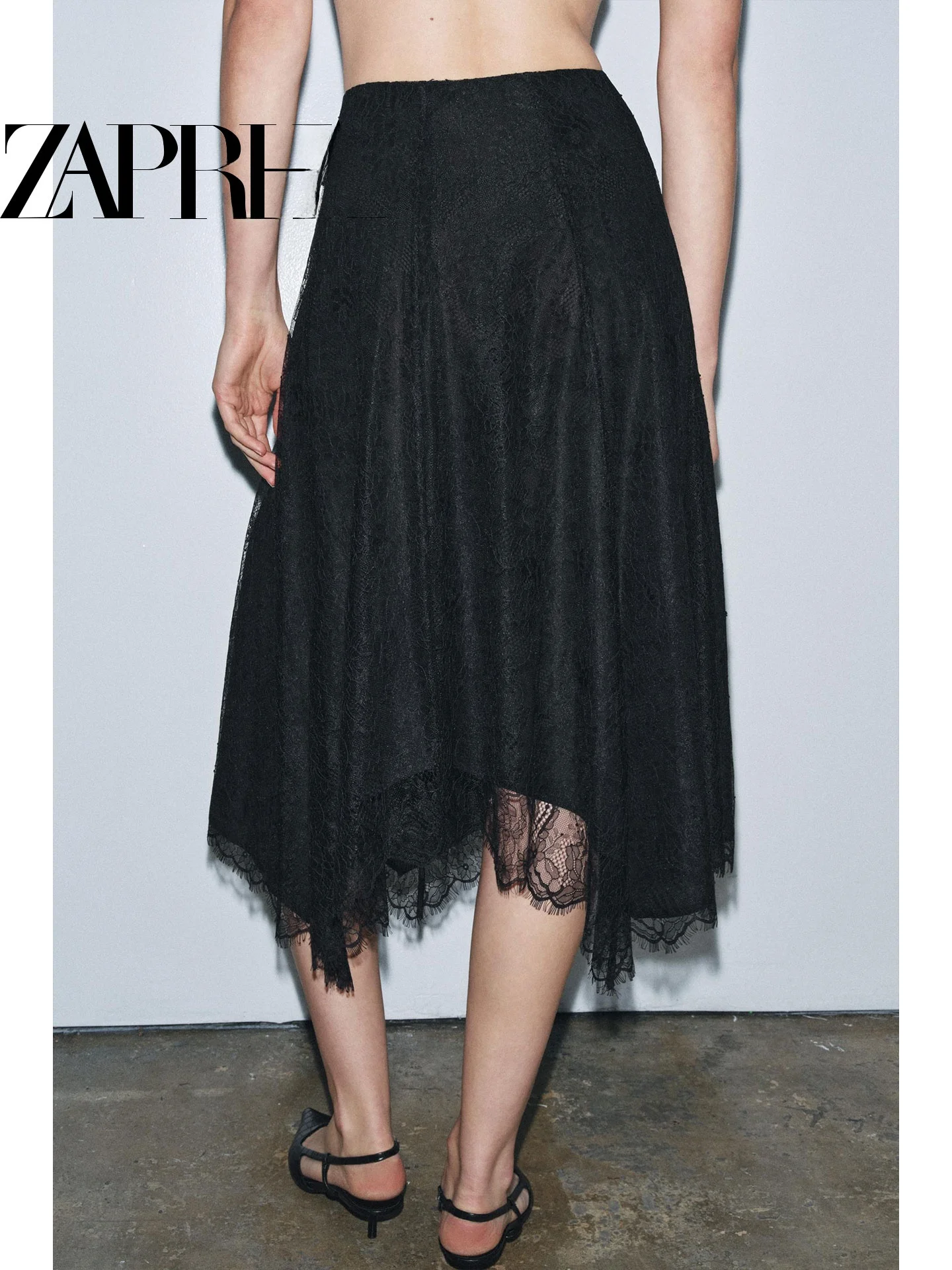 ربيع 2026 ألف خط ميدي تنورة دانتيل غير متناظرة التخسيس تاريخ ليلة Ele بسيط Sle لباس غير رسمي الوقوف صالح