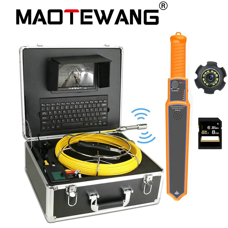 

Sewer Inspection Camera 7" Pipe Industrial Camera 512HZ Pipe Locator with keyboard DVR IP68 Pipeline Industrial Endoscope