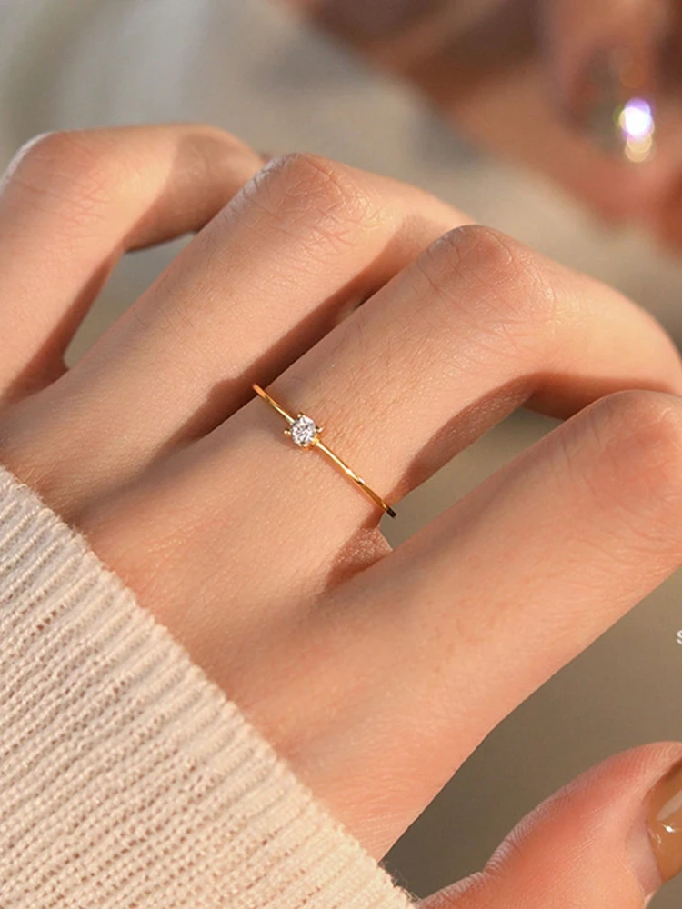 Schlichter, personalisierter runder Ring aus 925er-Sterlingsilber für Damen, Verlobung, Hochzeit, luxuriöser, hochwertiger edler Schmuck ﻿ – Detail 2