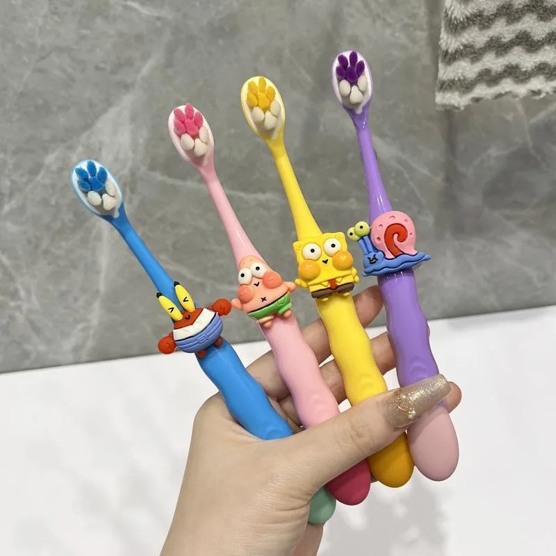Anime SpongeBob Patrick Star Soft Bristle Toothbrush Cartoon 3D Handle Toothbrush Gentle Oral Cleaning Toothbrush for Ages