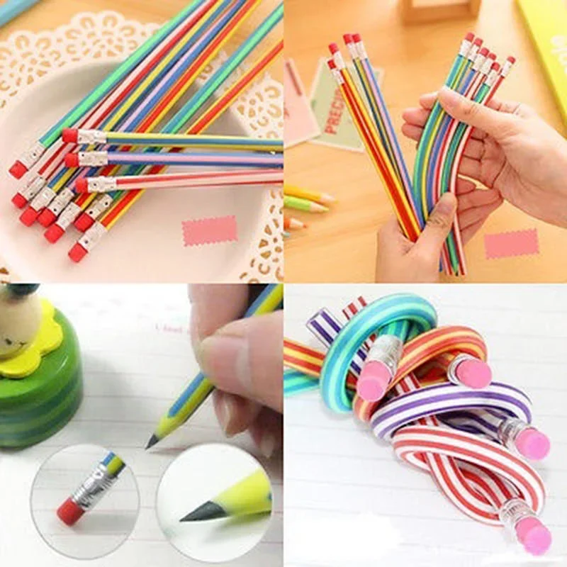 10Pcs Personalized Bendy Flexible Soft Pencil For Kid Gift Student School Supplies
