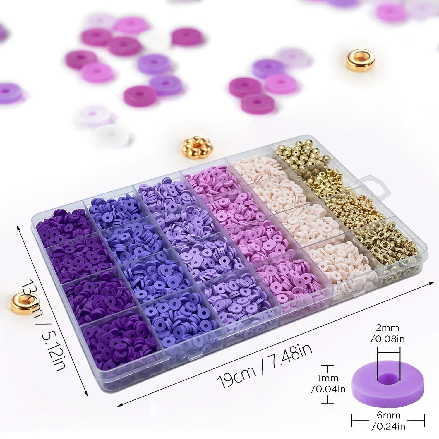 24 Grid 4000+ Clay Beads and CCB Spacer Bead Set Box, Used for Jewelry Making, DIY Jewelry Making (Multiple Color Schemes)