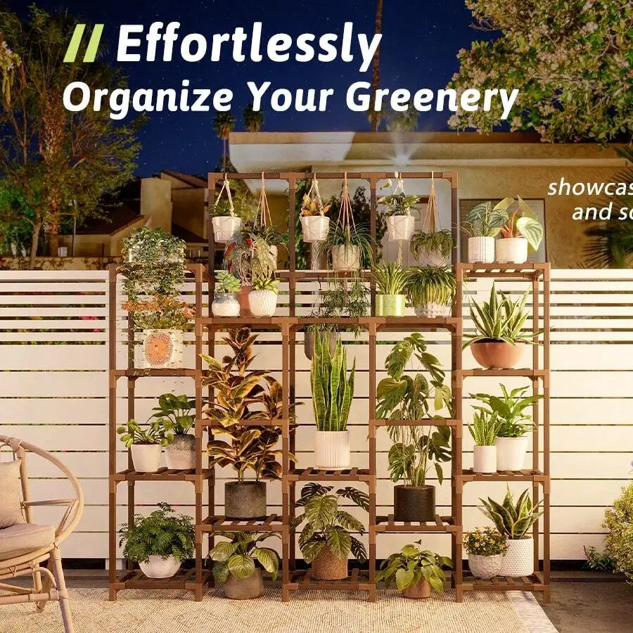 Large Plant Stand Indoor Outdoor 63" Tall Plant Shelf For Plants 14-Tier Large Plant Sheves For Living Room Heavy Duty Plant Rack Garden Balcony Patio Hanging Planter - view 6