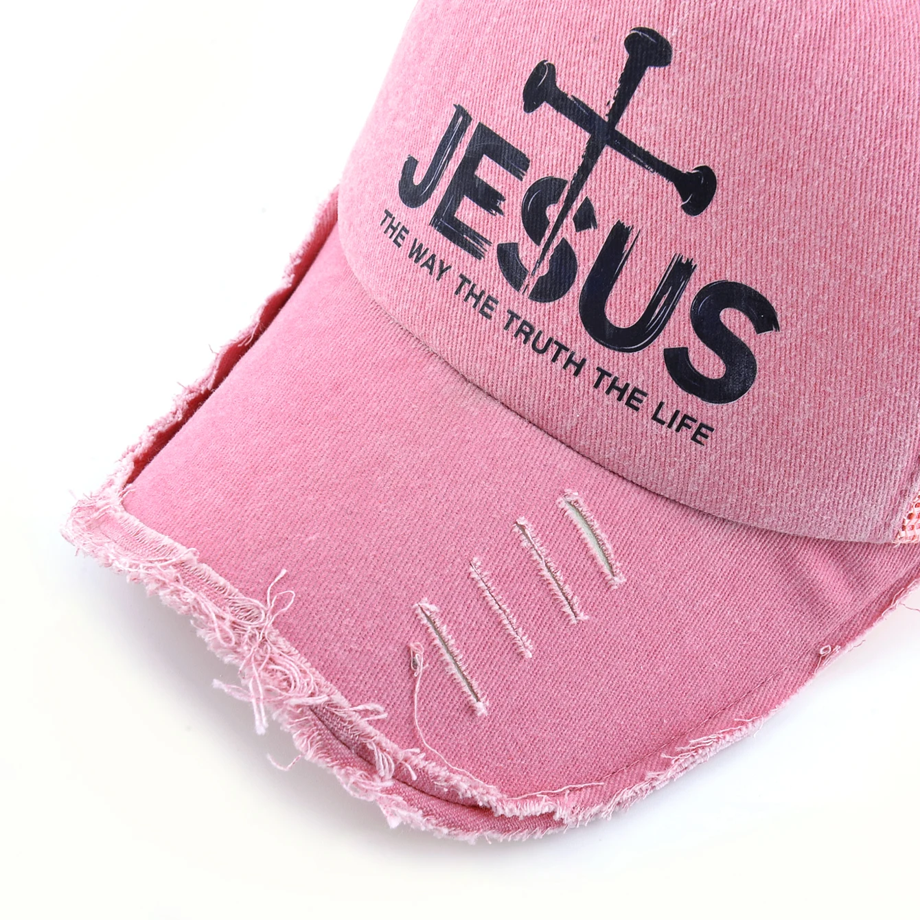 Topi Bisbol Merah Muda Denim Dicuci Topi Pelindung Matahari Musim Semi dan Musim Panas Wanita Topi Trucker Hip Hop Snapback Pria Topi Jaring Sejuk