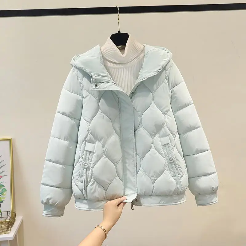 

2025 Winter New Arrival Women's Thiened Cotton Jaet Bread Sle Du down Loose Fit ort Coat Korean Sle Commute