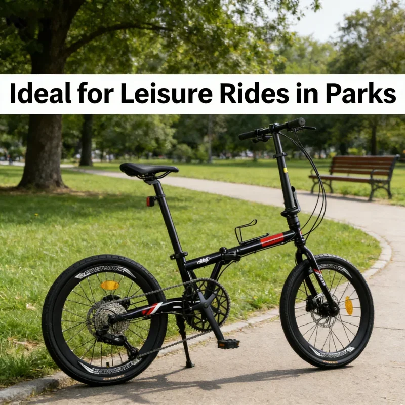 دراجة ريكسي قابلة للطي حصريًا باللون الأسود مقاس 20 بوصة و9 سرعات للبالغين من الرجال والنساء خفيفة الوزن ومحمولة مع فرامل قرصية مزدوجة