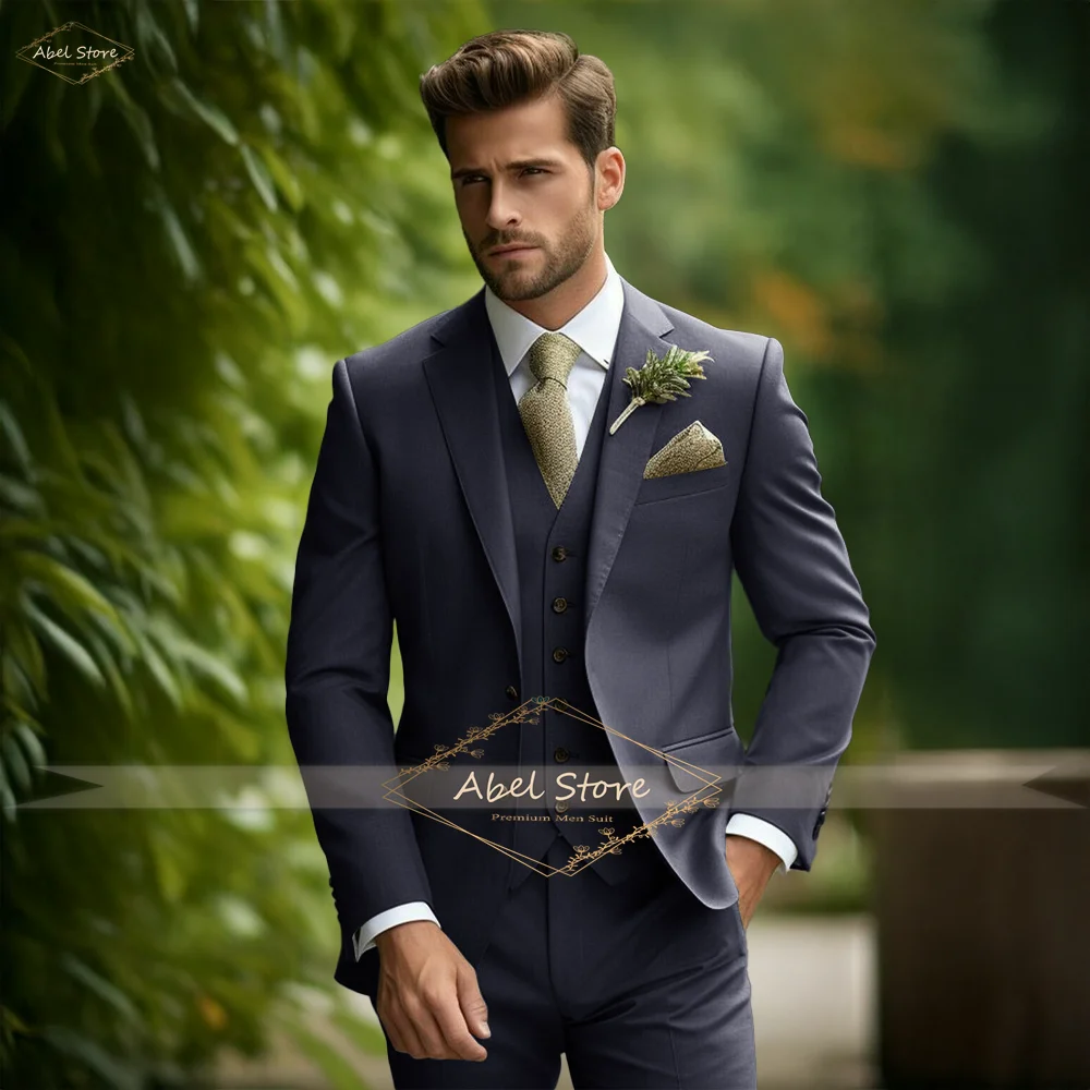 Classic Army Green 3-Piece Men's Suit Set Wedding Banquet Business Meeting Attire Comfort Fit Blazer Vest Pants Custom Made