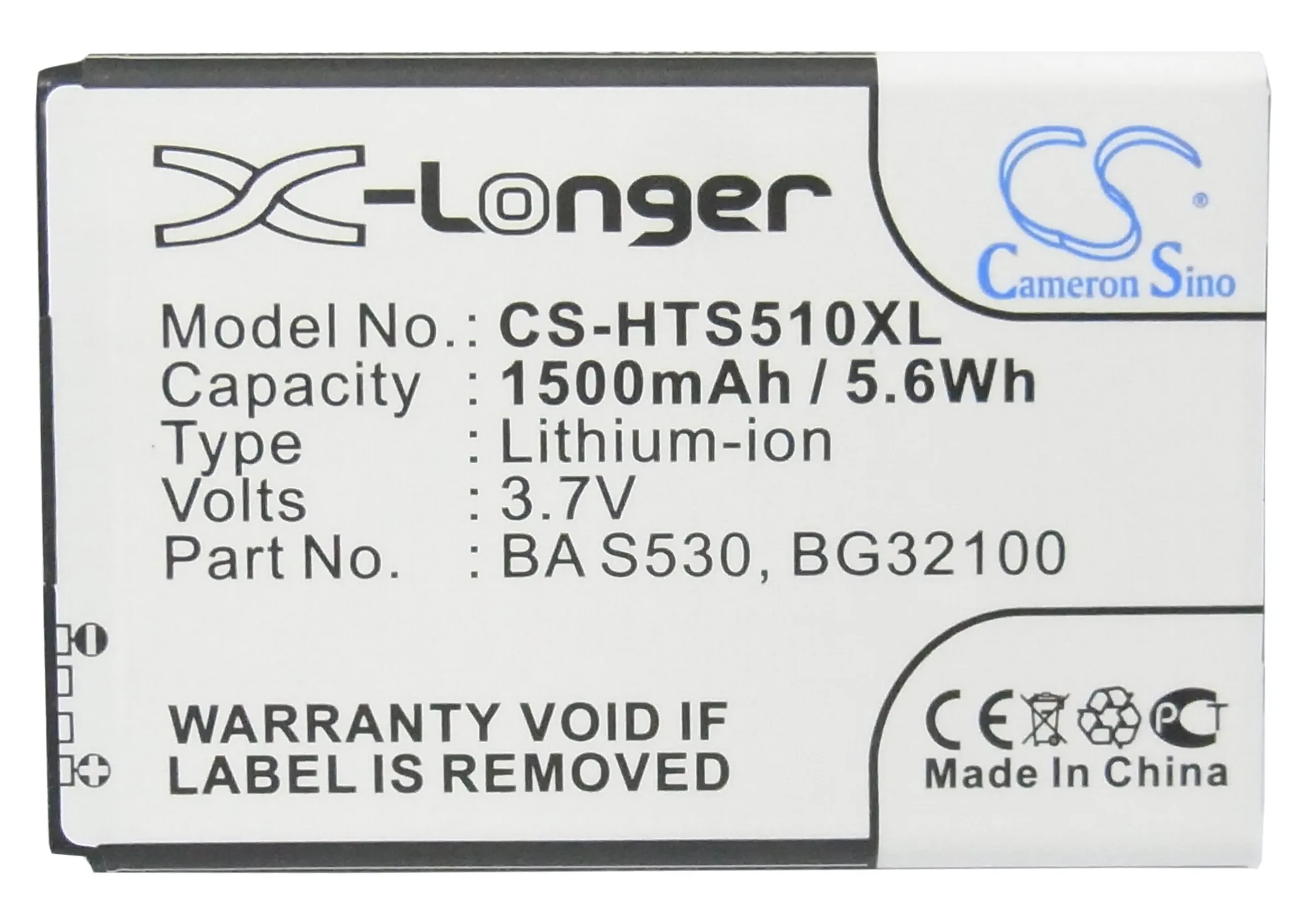 Cameron Sino 1500mAh Battery BG32100, BH11100 for HTC/Google C510/C510e,Desire S, G15, PG88100, S510b/S510E, Saga, G12,