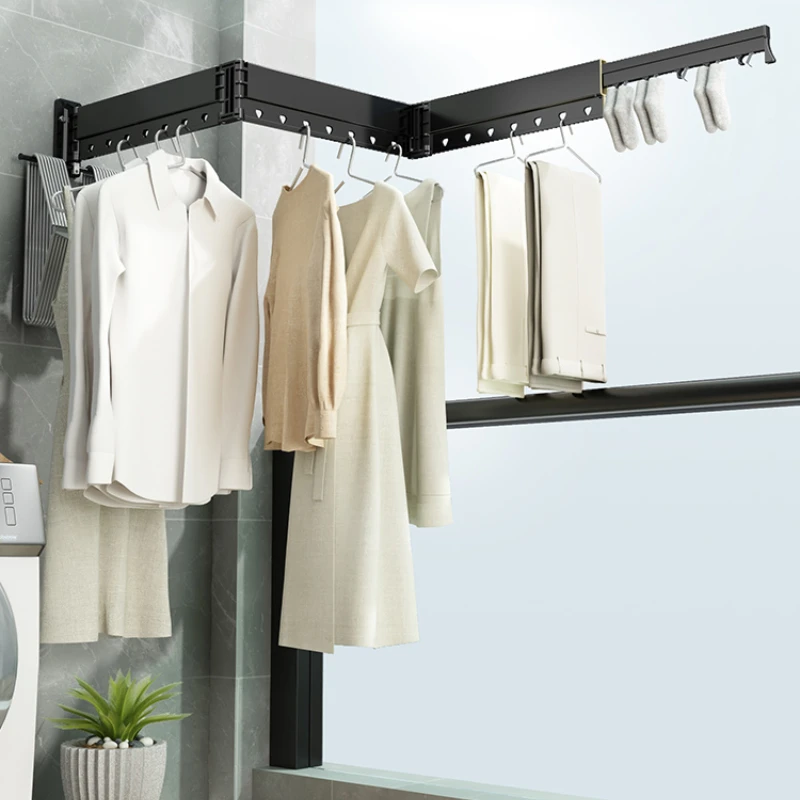 

Folding Clothes Hanger Wall-Mounted Indoor Floating Window Home Balcony Invisible Clothesline Pole Retractable Quilt Fantastic