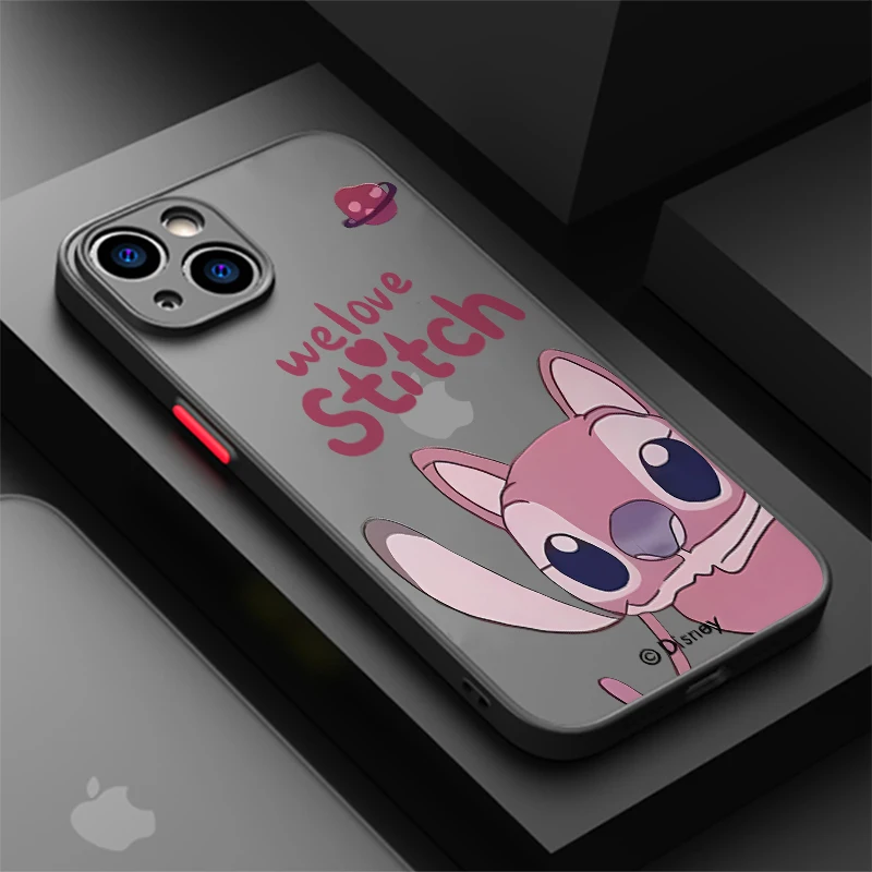 Disney Angel Stitch Couple Cute Suitable IPhone Case 16 15 14 ProMax 13 12 Mini XR XS 7 8 Plus Matte Anti Drop Protective Cover