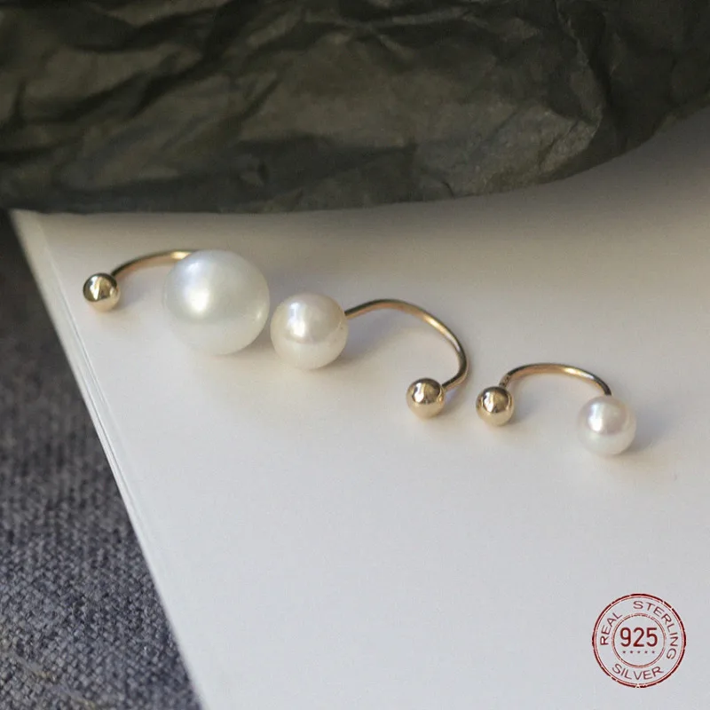 Pendientes de plata de ley 925 para mujer, aretes de bola de perla de imitación, tornillo de tendencia, moda coreana, hueso de oreja, joyería de verano para uñas, 2023