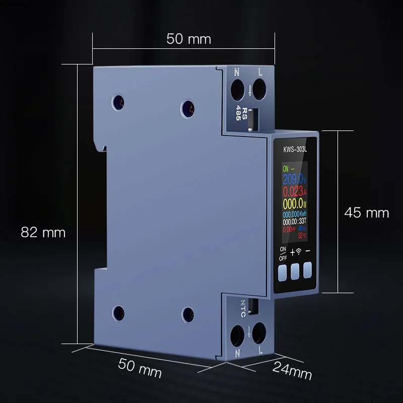 Energy Consumption Meter Din Rail 2P AC WiFi Tuya Sync 85-290V/40A Smart Voltage Monitor