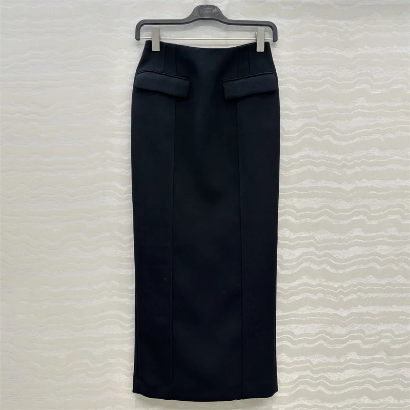 Women's skirt New high waisted slim pencil skirt for autumn 2025 Multi pocket decorative women's half skirt Casual long skirt