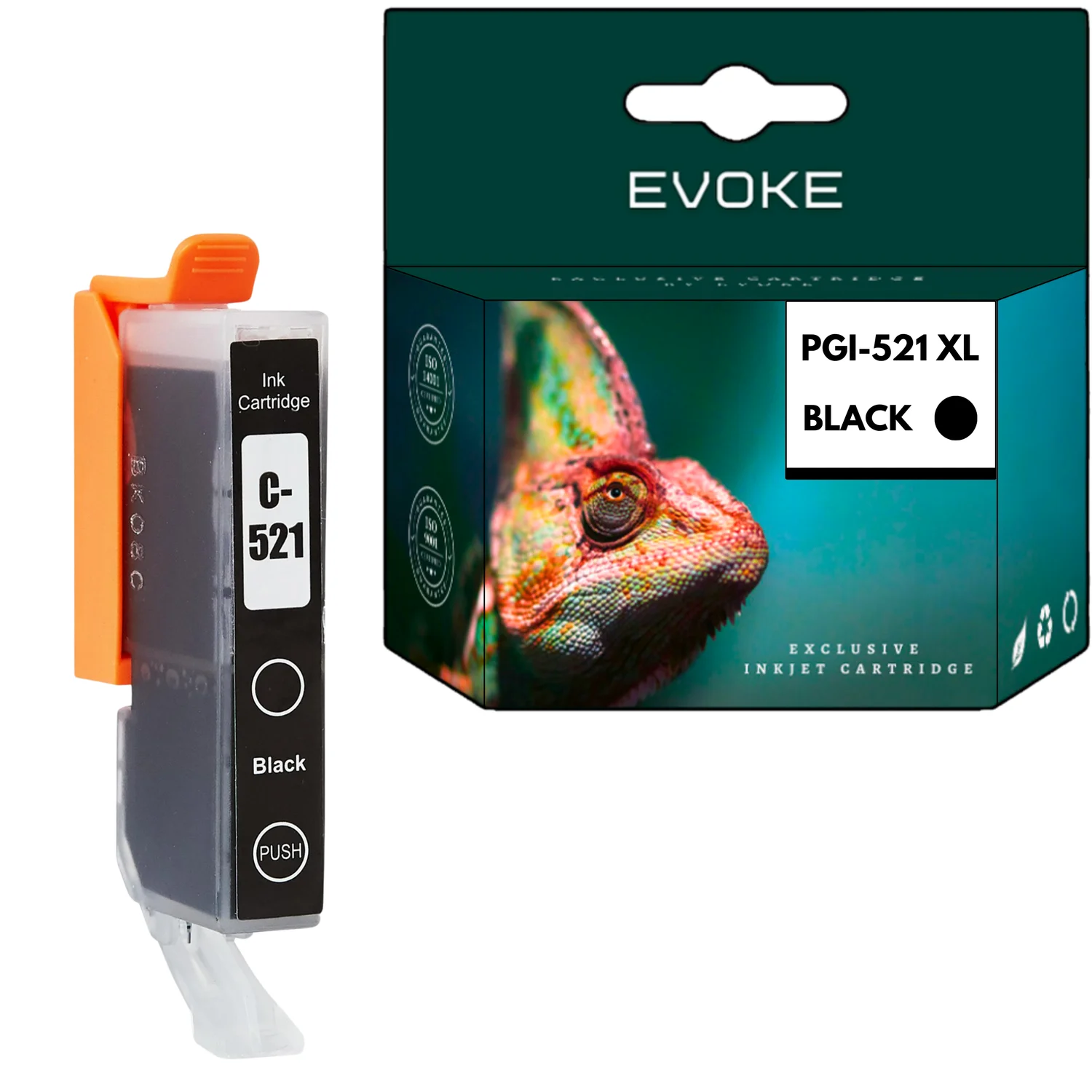 Evoke Compatibele Inkt voor Canon Cli-521Bk Cli521Bk Zwart Foto 10,5 ml 1400 Pagina's Pixma Ip3600 Ip4600 Ip4700 Mp540 Mp550 Mp560 Mp620 Mp640