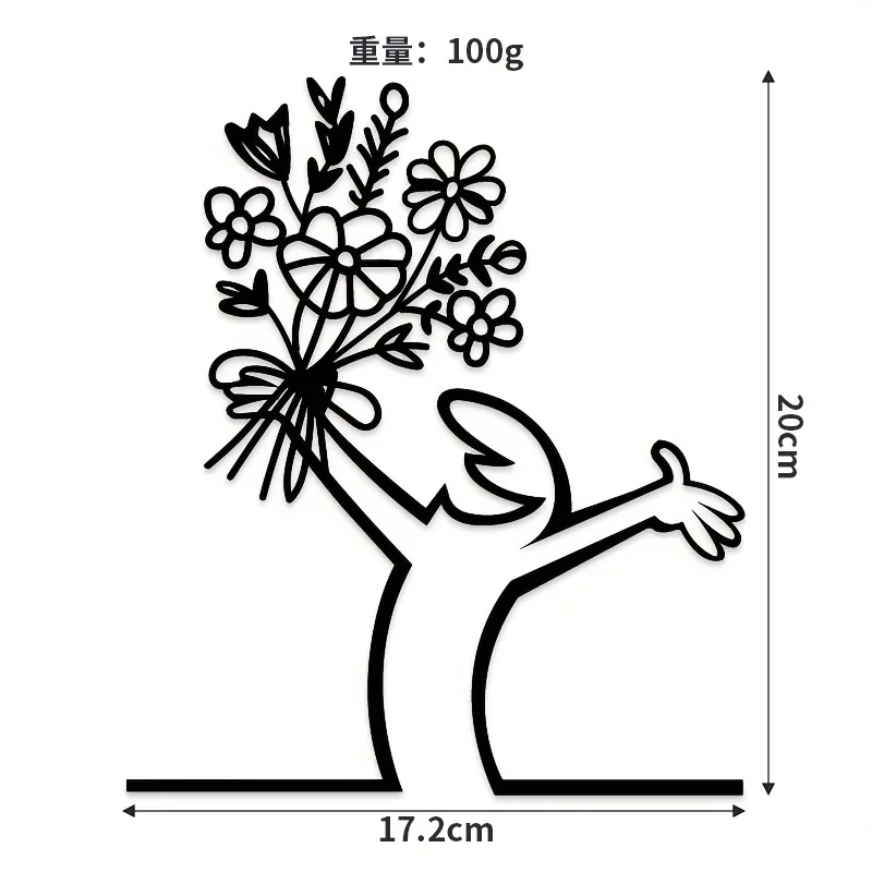 

Innovative Black Wrought Iron Antagonist Wall Ornament: Charming Cartoon Line Art for Versatile Home and Door Frame Enhancement