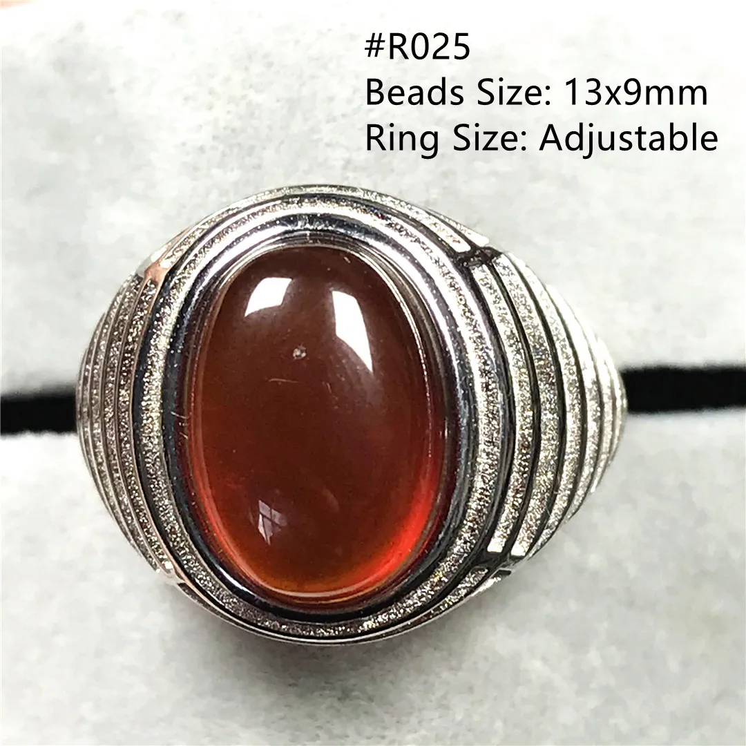 Natural Garnet Ring For Woman Lady Men Orange Red Crystal Gemstone Silver Love Gift Oval Beads Adjustable Ring Jewelry AAAAA