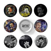 Nikola Tesla Scientist Badges Round Exquisite Badge Brooches Creative Pins For Clothes Hat Backpack Gift Accessories