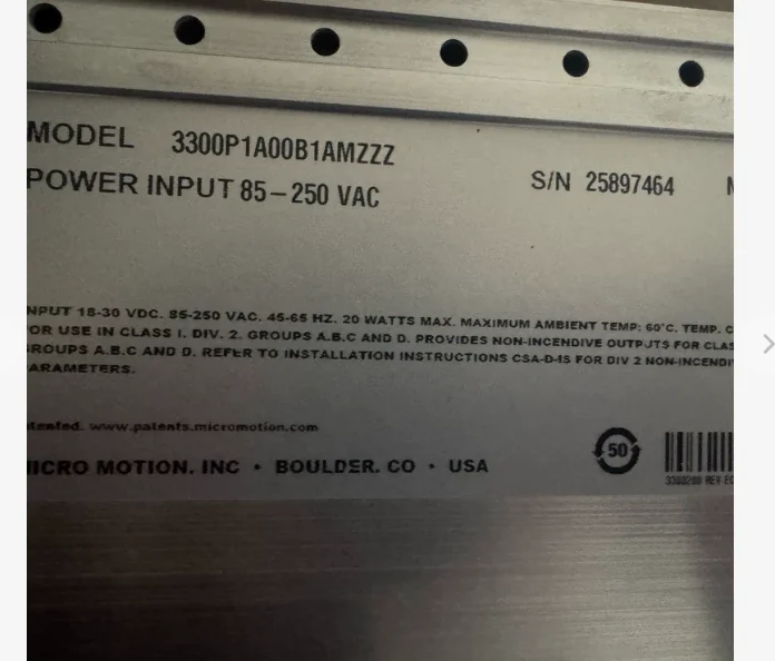 Micro Motion Flow Meter Controller Model: 3300P1A00B1AMZZZ
