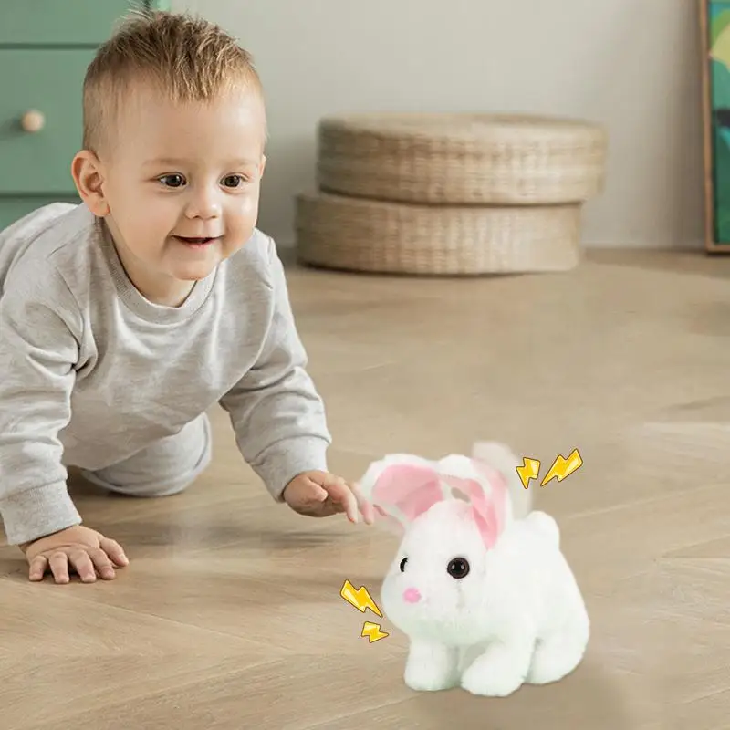 Conejo de juguete interactivo eléctrico para niños, muñeca de conejo interactiva, conejo de peluche suave para niñas y niños