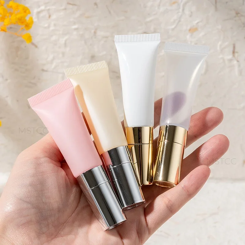 10Pcs 10ml Massage Lid Squeeze Tubes Pink White Clear Yellow Sample Tubes Lip Gloss Eye Cream Plastic Tube Container Wholesales