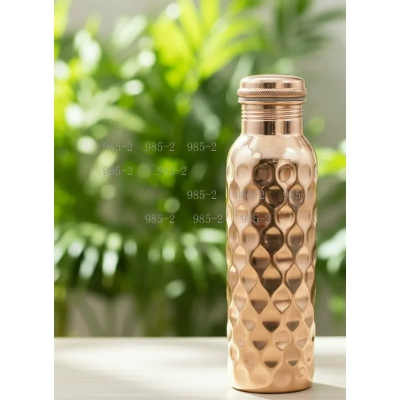 Pure Copper Handmade Water Bottle, Leakproof Traditional Metal Canteen for Daily, Yoga and Outdoor Sports