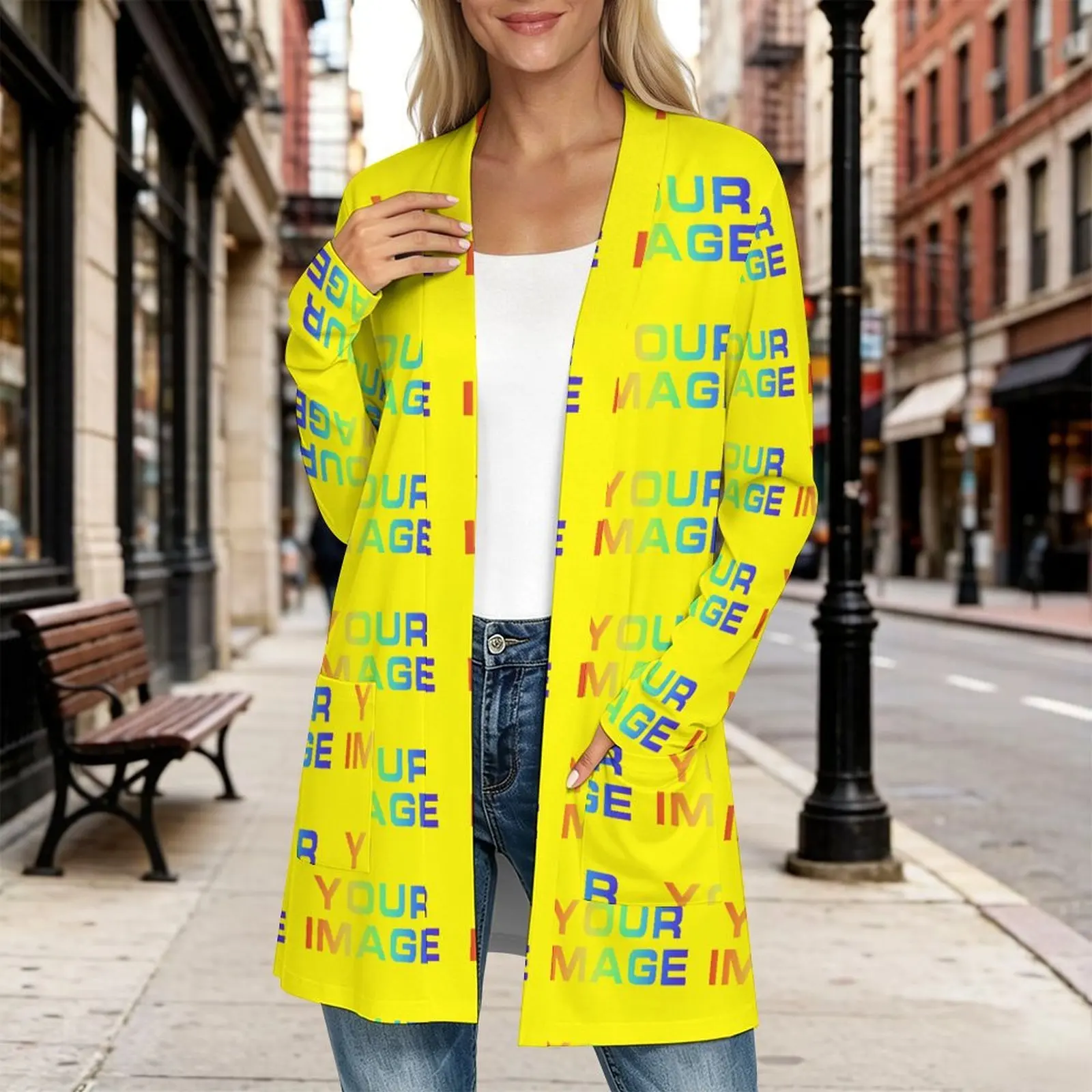 Vintage Harajuku Sleeve Women Cardigan Sweater Casual Korean Fall Streetwear Tops Chic Lazy Wind Y2k  Custom Print On Demand
