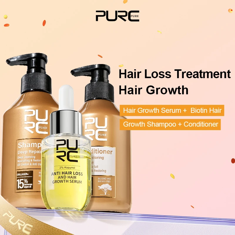 

Purc Марокко Шампунь с аргановым маслом Кондиционер Набор сыворотки для роста волос Кератин Разглаживание Восстановление Уход за поврежденными волосами Уход за волосами