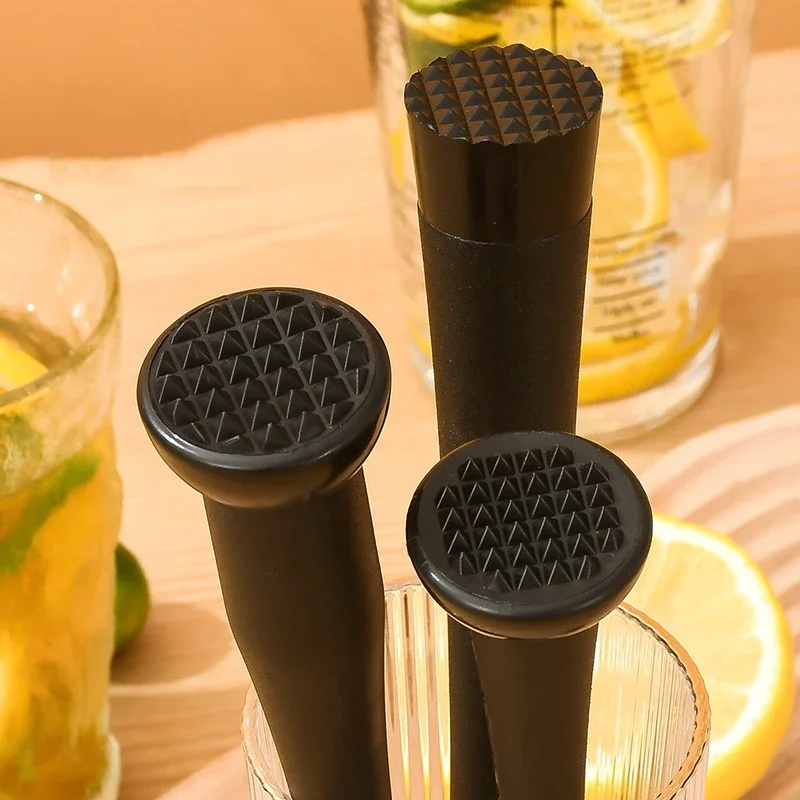 Professional Bar Muddler Stainless Steel Drink Mashing Pestle Nylon Head Fruit Cocktail Mixer for Mojito Beverage Making