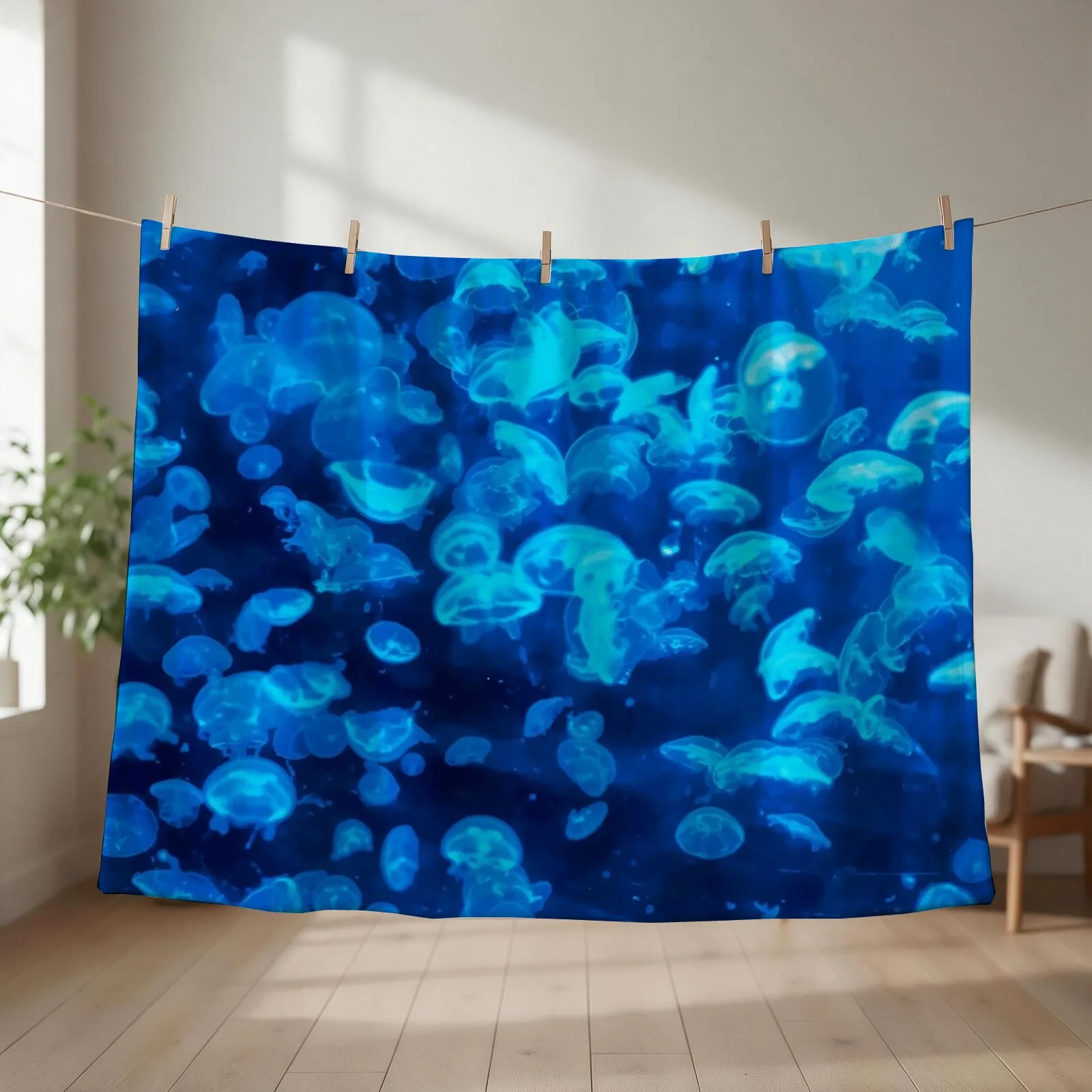 Neon Jellyfish Throw Blanket Furrys Decorative Sofas Thin Soft Plush Plaid Blankets